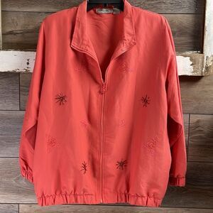 Kenneth Too Ladies Lightweight Zip Up Jacket, Size Medium, Coral
